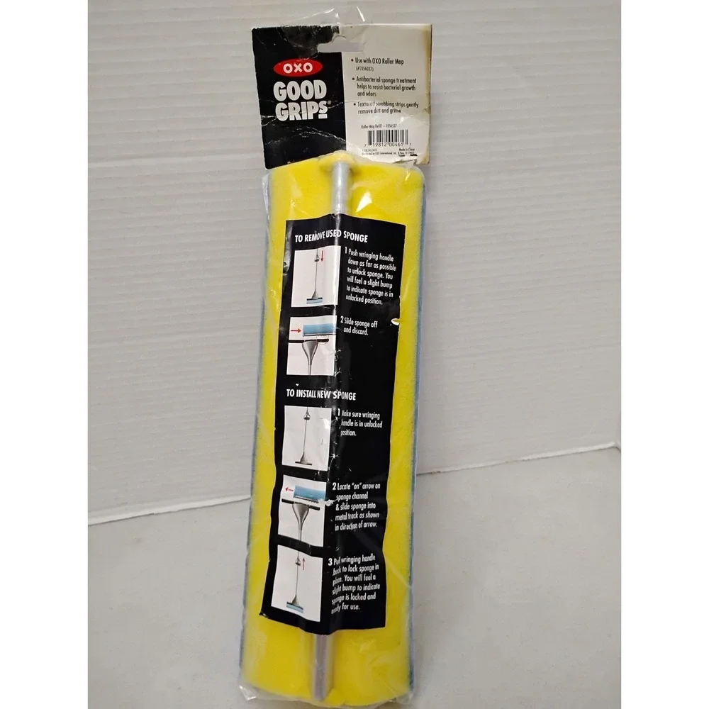 OXO Good Grips Roller Mop Refill 1056527 Blue Yellow Stripe Metal Antibacterial